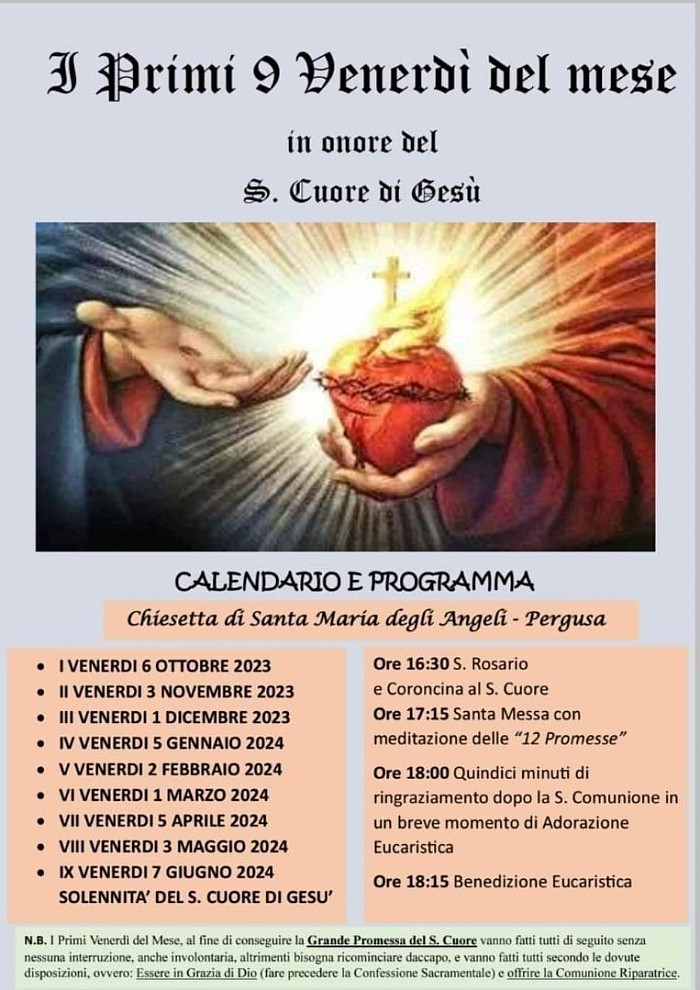 Primi 9 Venerdì del mese 2023-2024