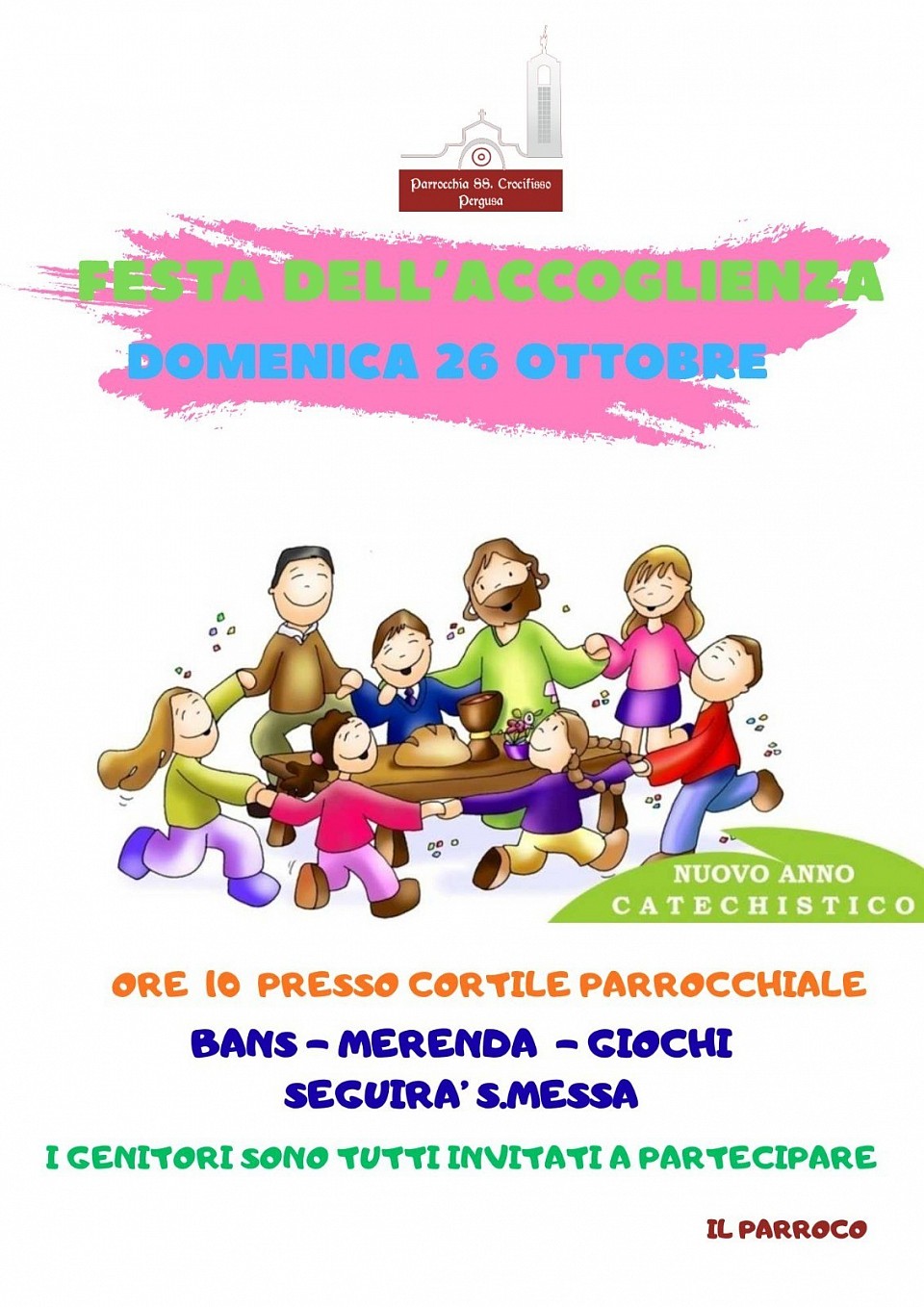 📣 Riprendiamo con gioia 🥳 il cammino insieme a Gesù e la comunità! 📍 Per tutti i ragazzi del catechismo, per quelli che hanno già ricevuto la cresima, per i genitori, gli zii, i nonni… l’appuntamento è DOMENICA 26 OTTOBRE alle 10.00.